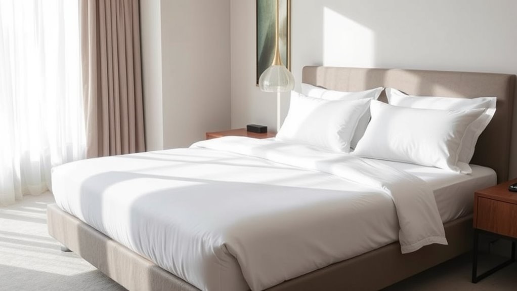 minimalist neutral clutter free bedding