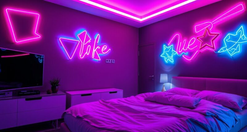 neon led bedroom decorations