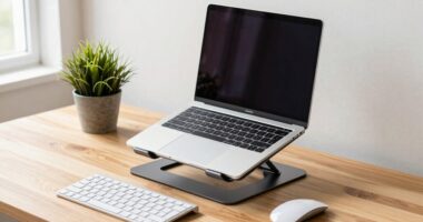 ergonomic laptop work setup