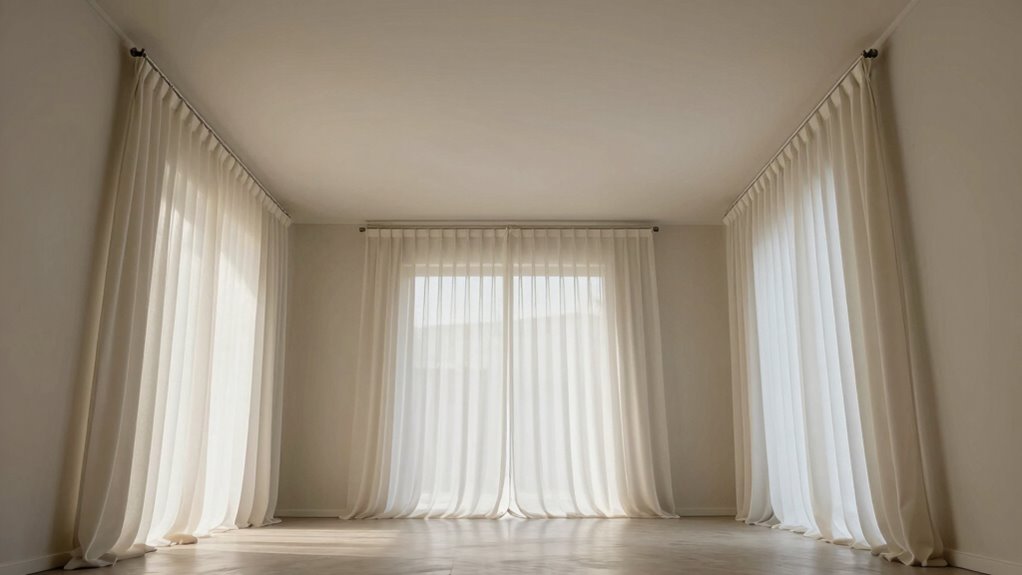 light colored tall curtains
