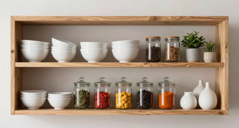 organized minimalist shelf styling