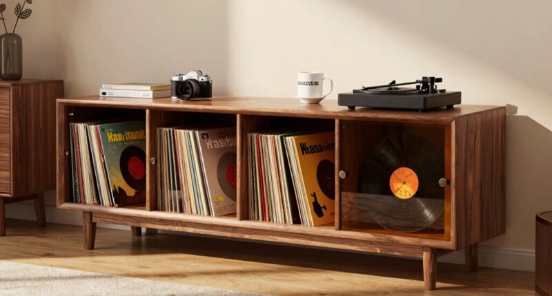 top record storage furniture