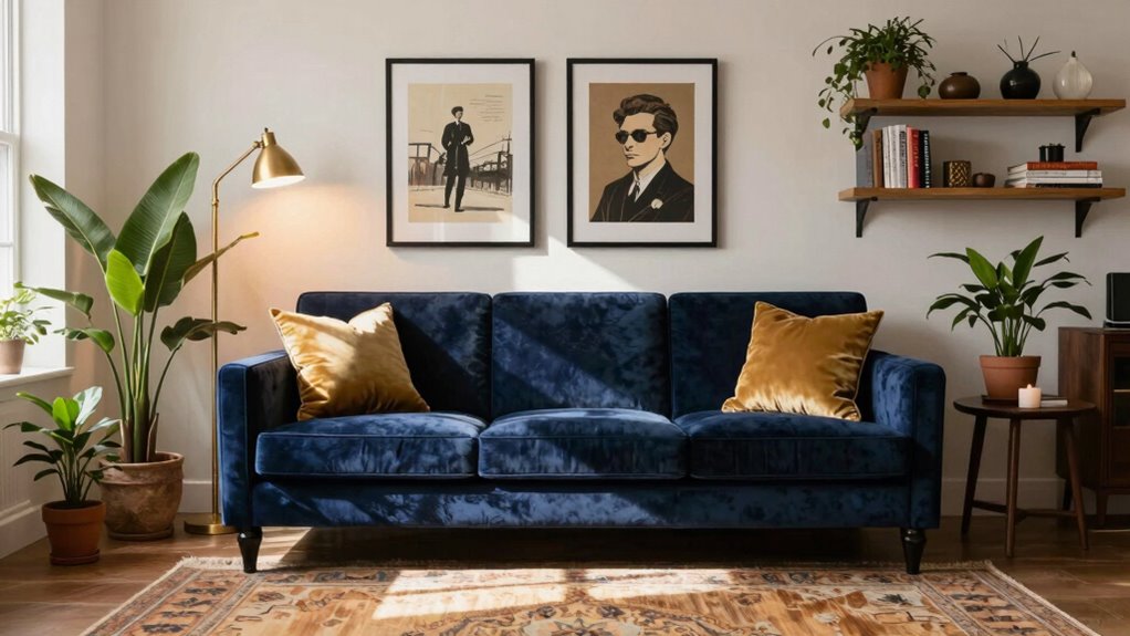 vintage accents and statement lighting