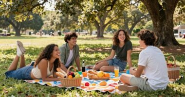 youthful outdoor socializing
