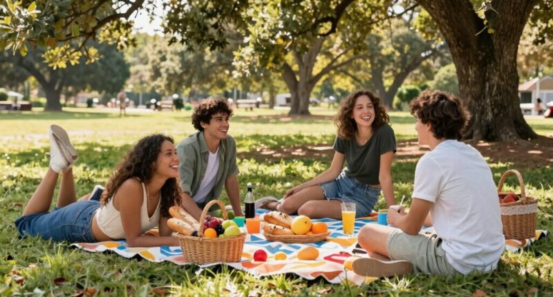 youthful outdoor socializing