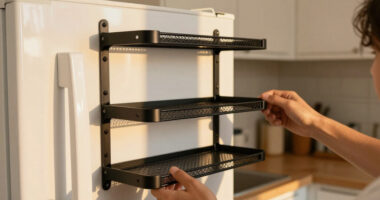 She Put A 5-Tier Bookshelf On Her Fridge, And It Created Storage Out Of Thin Air