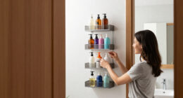 She Put A 5-Tier Shelf Behind Her Bathroom Door