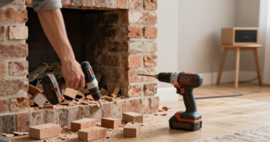 They Removed The Living Room’s Brick Fireplace — And They Don’t Regret It
