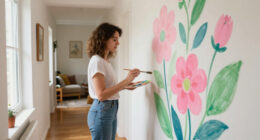 Her Sister Painted Flowers On Her Hallway Walls — Now It’s A Colorful Escape