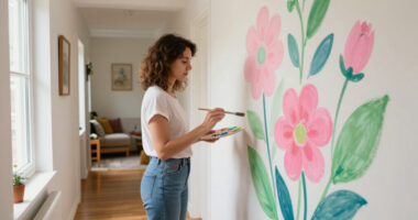 Her Sister Painted Flowers On Her Hallway Walls — Now It’s A Colorful Escape