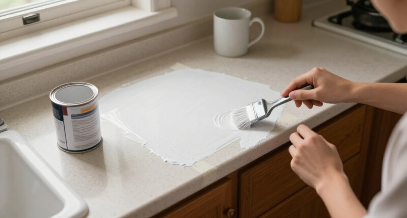 90S Countertops Look Completely Different After A Kitchen Got A Paint Redo