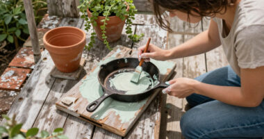 Don't Toss Old Frying Pans — DIYers Upcycle Them Into Farmhouse Patio Decor