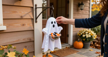 Make The Cutest Outdoor Ghost Candy Holder With This Affordable Dollar Tree DIY