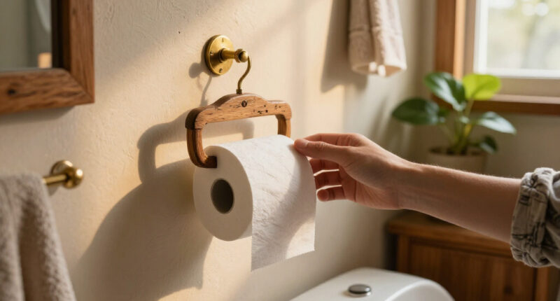 Skip Traditional Toilet Paper Holders: Grab A Hanger For Rustic Charm