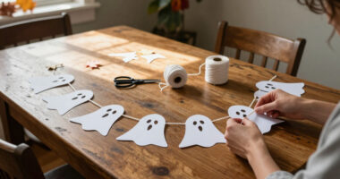 Turn Paper Doilies Into A Dainty Ghost Garland With Vintage Charm