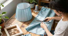 Woman Transforms Shower Curtains Into A Stunning Custom Lampshade